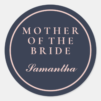 STICKER ROND ROBE SIMPLE DE MÈRE DE LA MARIÉE BLEU OXFORD ET RO