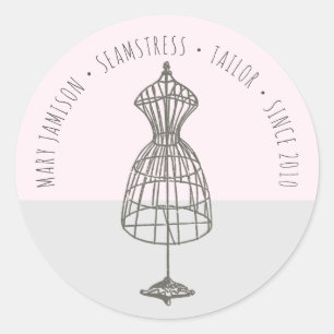 Sticker Rond Robe Vintage sur mesure Seamstress