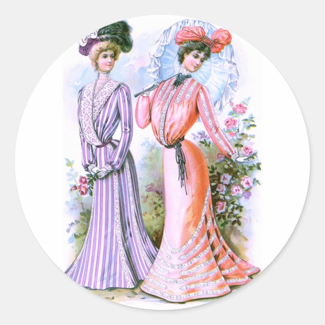 Sticker Rond Robes de mode des années 1900 (Devant)