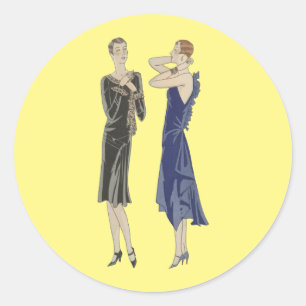 Sticker Rond Robes de mode Flapper Girl Pinups 1920 Art