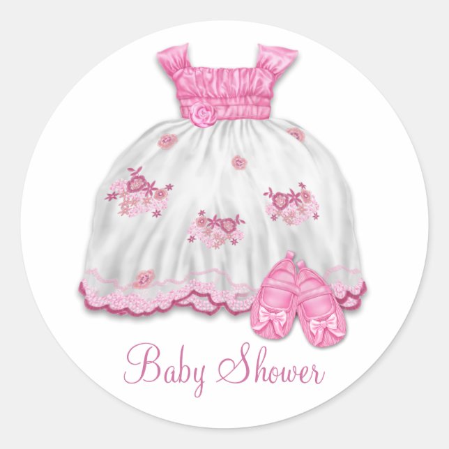 Sticker Rond Robes roses Booties Baby Douche (Devant)