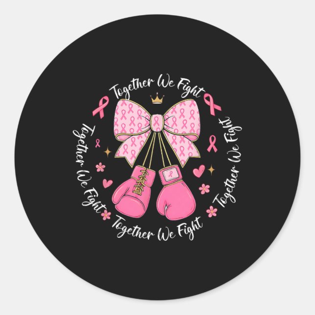 Sticker Rond Robinet rose Coquette Bow Gants Boxe Breast Canc (Devant)