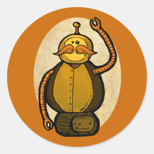 Sticker Rond Robot antique en vapeur