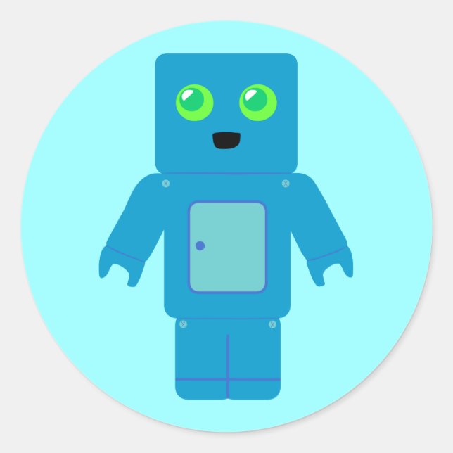 Sticker Rond Robot bleu (Devant)