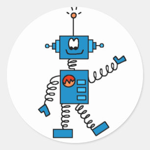 Sticker Rond Robot bleu