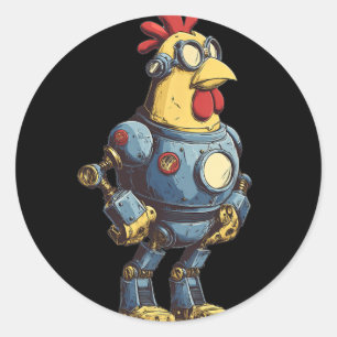 Sticker Rond Robot de poulet génial pour les futurs amoureux de