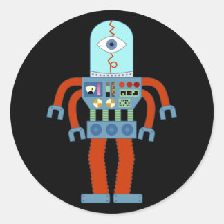 Sticker Rond Robot Eyeball Effrayant