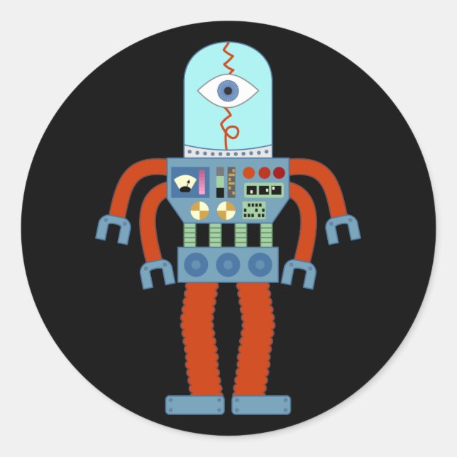 Sticker Rond Robot Eyeball Effrayant (Devant)