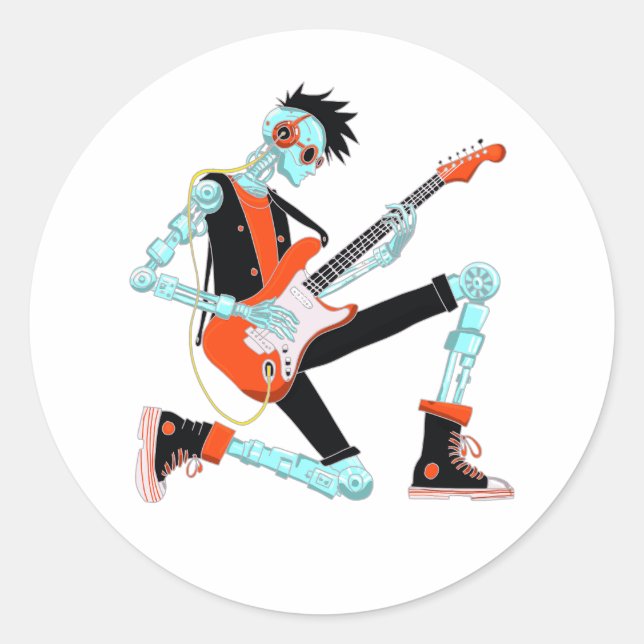 Sticker Rond Robot guitariste (Devant)