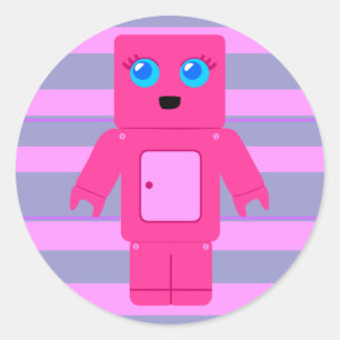 Sticker Rond Robot rose