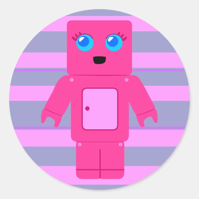 Sticker Rond Robot rose (Devant)