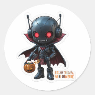 Sticker Rond Robot Vampire foncé Sci-Fi Éffrayant Design Hallow