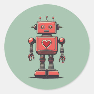 Sticker Rond Robot Vintage rétro