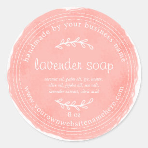 Sticker Rond Robuste Lavande artisanale savon aquarelle Coral