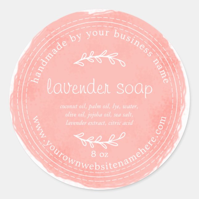 Sticker Rond Robuste Lavande artisanale savon aquarelle Coral (Devant)