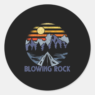 Sticker Rond Roche soufflante, Caroline du Nord Montagnes Blue