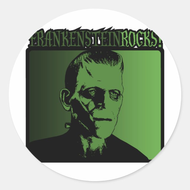 Sticker Rond Rocher Frankenstein ! (Devant)
