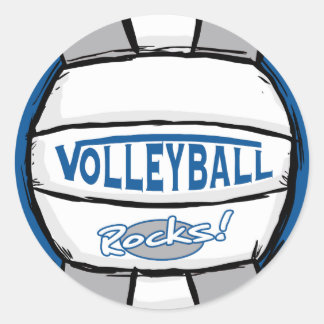 Sticker Rond Roches de volley Bleu et Argent