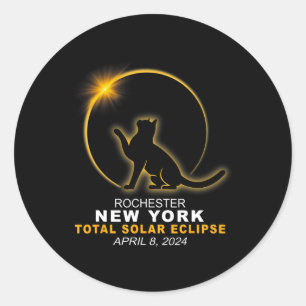 Sticker Rond Rochester Total Solar Eclipse 2024 Avril 04.08.24