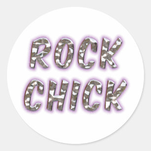 Sticker Rond Rock Chick Chrome Avec Purple Glow