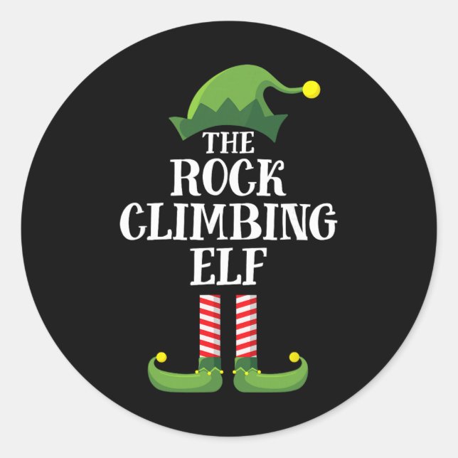 Sticker Rond Rock Climbing Elf Matching Family Group Christmas  (Devant)