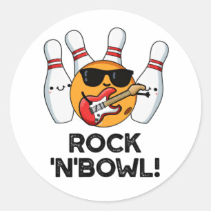 Sticker Rond Rock Et Bowl Drôle Bowling Pun