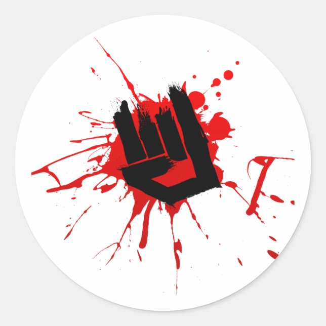 Sticker Rond Rock Hand - Emo Rock Music Band Alternative Metal (Devant)