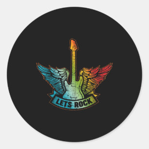 Sticker Rond Rock Legend Rock And Roll Music Guitar
