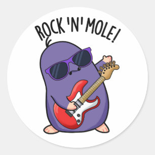 Sticker Rond Rock N Mole Funny Animal Pun