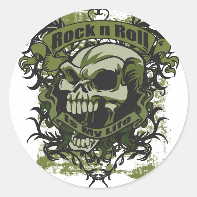 Sticker Rond Rock n Roll est ma vie (Devant)
