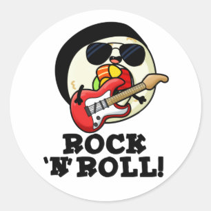 Sticker Rond Rock n Roll Funny Sushi Roll Pun