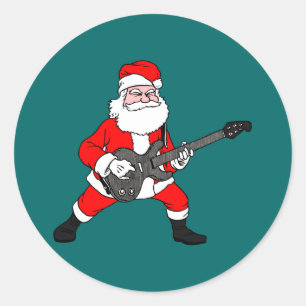 Sticker Rond Rock N Roll Santa Claus