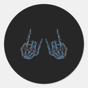 Sticker Rond Rock On Rock Star Buddy Concert - Halloween Skelet