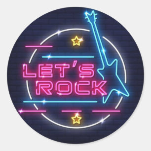 Sticker Rond Rock Retro Neon Round