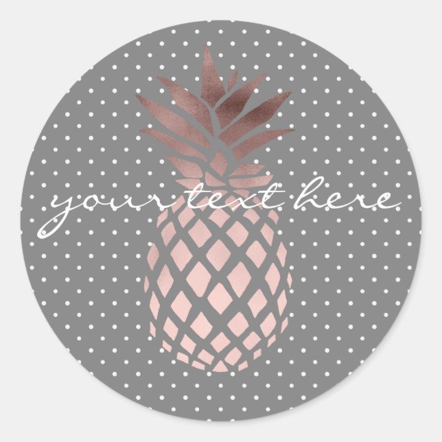 Sticker Rond Rock rose gold pineapple polka doka (Devant)