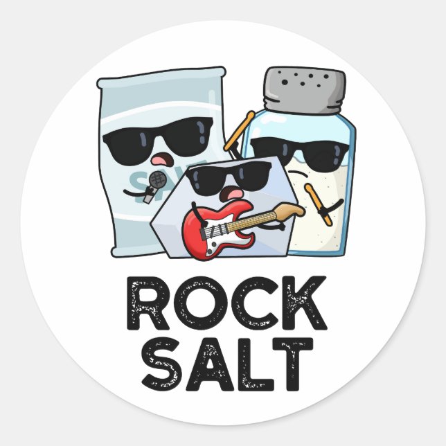 Sticker Rond Rock Salt Funny Condiment Music Pun (Devant)
