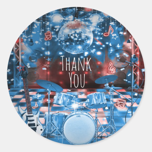 Sticker Rond ROCK STAR Anniversaire Dance musicale Fête Favoris (Devant)