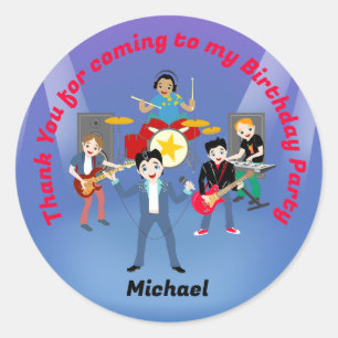 Sticker Rond Rock Star Boys Band Anniversaire