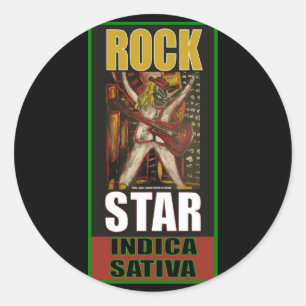 STICKER ROND ROCK STAR INDICA SATIVA