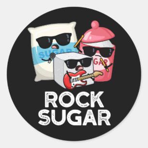 Sticker Rond Rock Sugar Funny Food Pun Dark BG