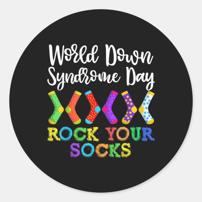 Sticker Rond Rock Your Socks Kid Syndrome Sensibilisation Guerr (Devant)