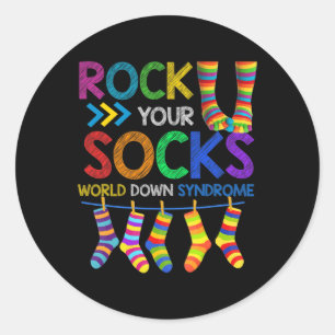 Sticker Rond Rock Your Socks mignonne 3-21 Trisomy 21 World Dow