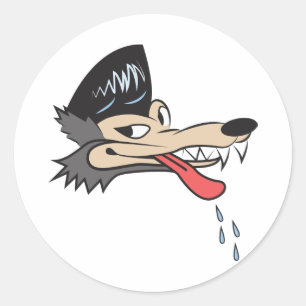 Sticker Rond Rockabilly Wolf