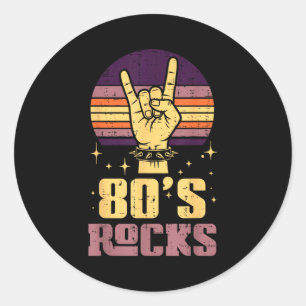 Sticker Rond Rocker Rock 80s Main Vintage Punk Métal Musique Ho