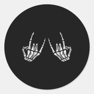 Sticker Rond Rocker Skeleton Rocher Main Rock Sur Costume Drôle