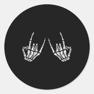 Sticker Rond Rocker Skeleton Rocher Main Rock Sur Costume Drôle