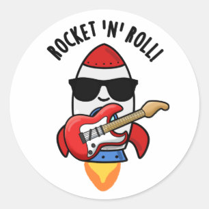 Sticker Rond Rocket Et Rouleau Drôle Rocket Pun