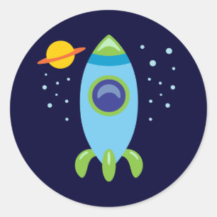 Sticker Rond Rocket Retro