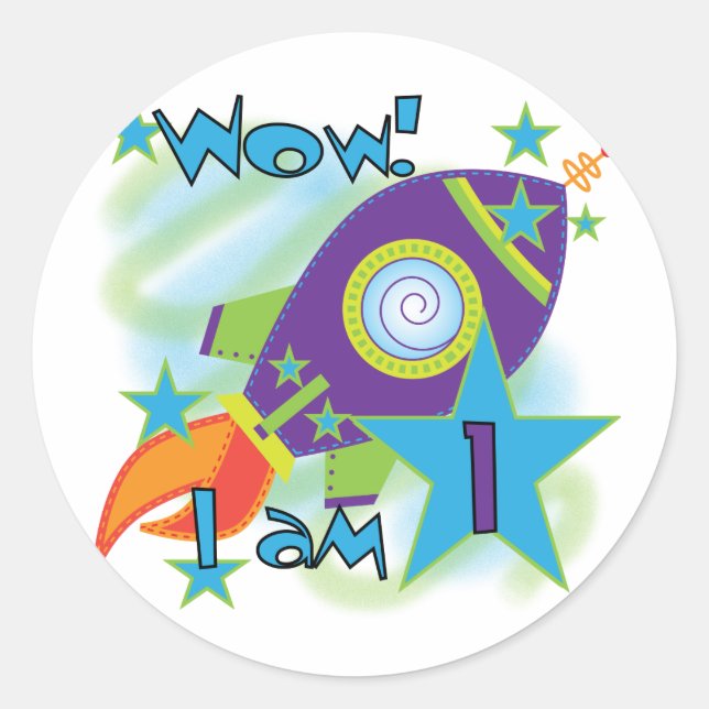 Sticker Rond Rocket Ship 1er Anniversaire Tshirts et cadeaux (Devant)