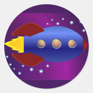 Sticker Rond Rocket Ship to the Stars